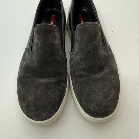 Prada Men's Leather Suede Slip-On Sneakers