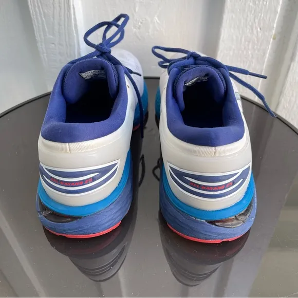Pre- Owned Men Asics Gel- Kayano 25 Running Shoes White- Blue 1011A019 Size 10.5