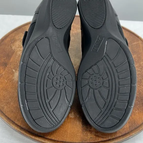 Propet Shoes Wm 9 Wide Black Hook and Loop Comfort Wedge Loafer