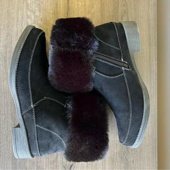 Propet Tabitha Black Fur Topped Women’s Boot Size 10 Wide #463
