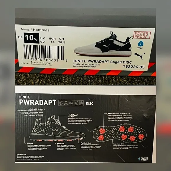 Puma Ignite Pwradapt Cage Disc 192236-05 Men’s Golf Shoes -Size 10.5