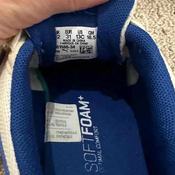 Puma little boys shoes tan blue orange color elastic lace size 13C