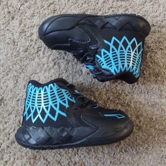 Puma Melo MB.01 JR Black/Teal Toddlers Sneakers Size 4c PRE-OWNED