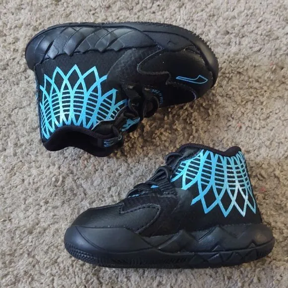 Puma Melo MB.01 JR Black/Teal Toddlers Sneakers Size 4c PRE-OWNED
