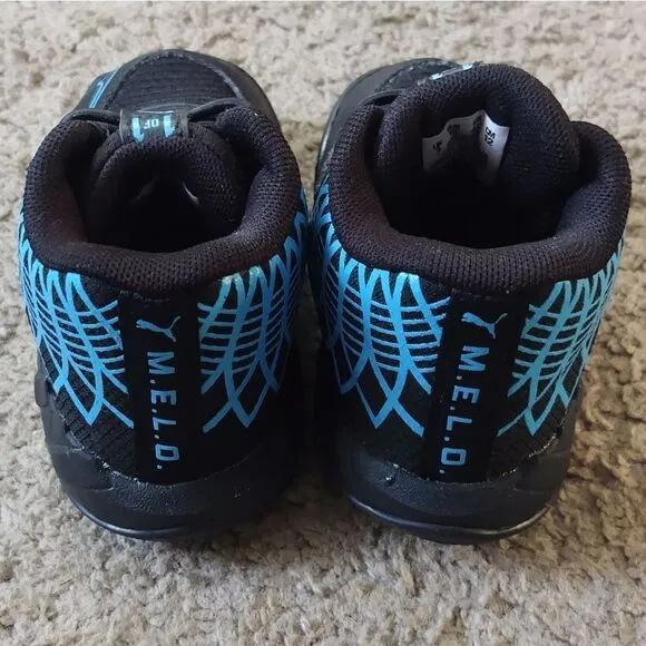 Puma Melo MB.01 JR Black/Teal Toddlers Sneakers Size 4c PRE-OWNED