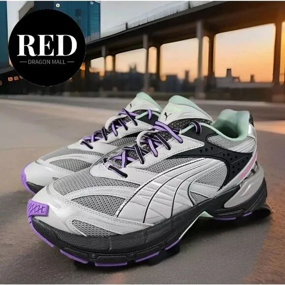 Puma Velophasis Sprint 2K Running Grey Purple Black 395345-02 - Men's Size 11.5