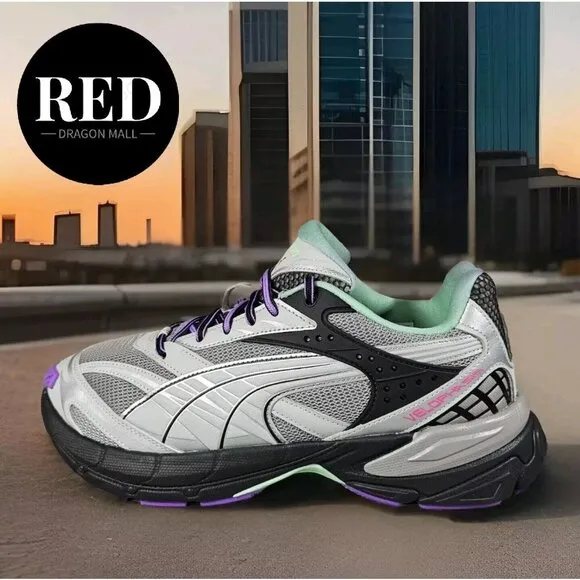Puma Velophasis Sprint 2K Running Grey Purple Black 395345-02 - Men's Size 11.5