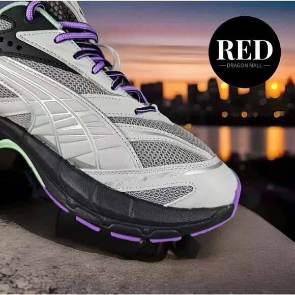 Puma Velophasis Sprint 2K Running Grey Purple Black 395345-02 - Men's Size 11.5