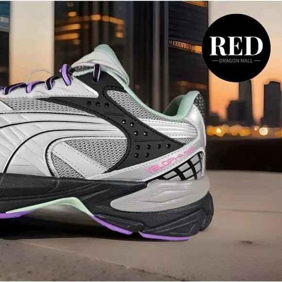 Puma Velophasis Sprint 2K Running Grey Purple Black 395345-02 - Men's Size 11.5