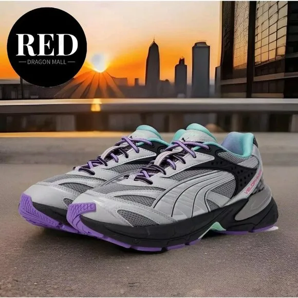 Puma Velophasis Sprint 2K Running Grey Purple Black 395345-02 - Men's Size 11.5
