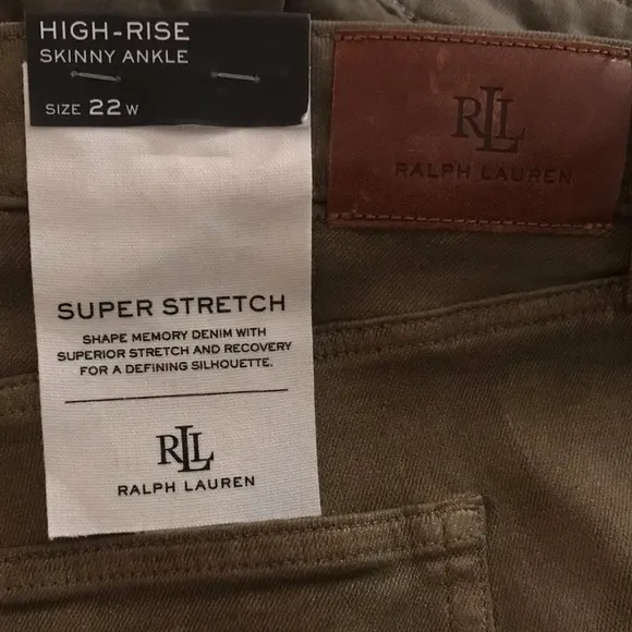 Ralph Lauren Coated High-Rise Jeans Metallic gold Ankle Skinny plus size 22W