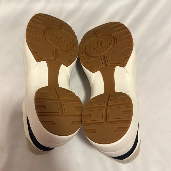 Ralph Lauren Rylee Womens Shoes Sneakers Cream Leather  Suede multi color 9.5