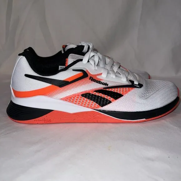 Reebok Nano X4 White Black Orange Flare Women  Cross Training 100074187 Sz 7.5