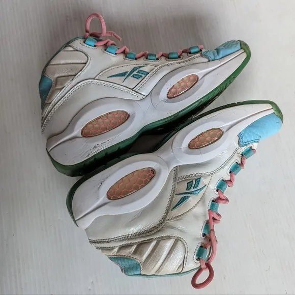 REEBOK Question Kamikaze II Easter blue pink high top basketball shoes