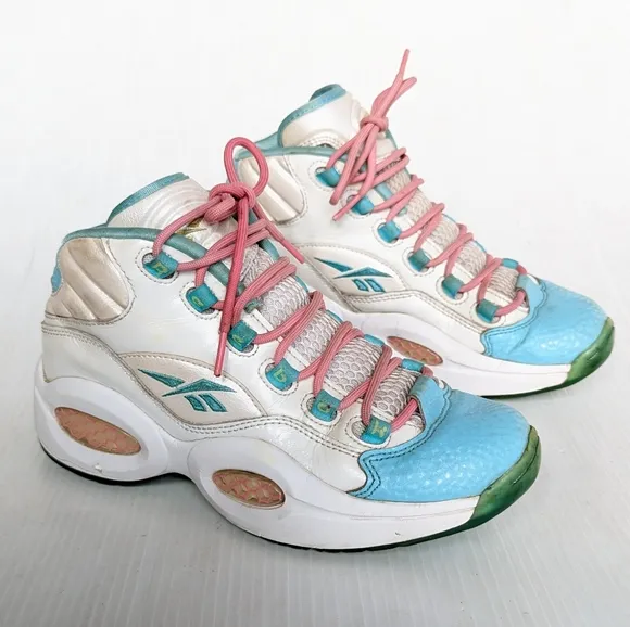 REEBOK Question Kamikaze II Easter blue pink high top basketball shoes