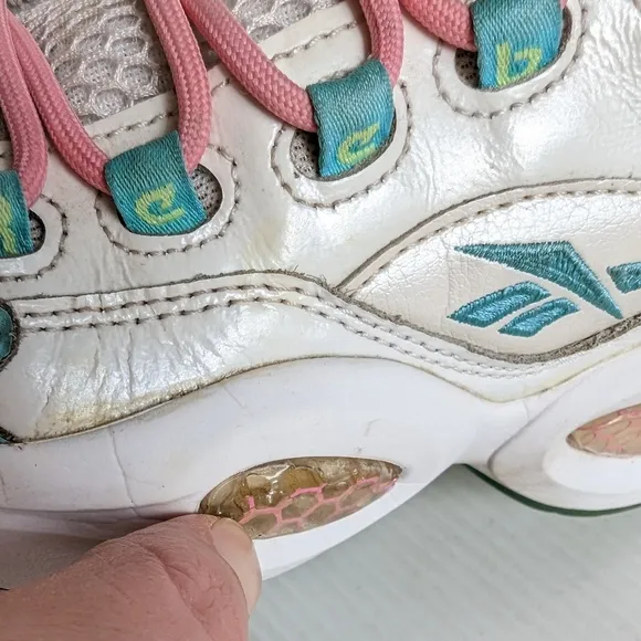 REEBOK Question Kamikaze II Easter blue pink high top basketball shoes
