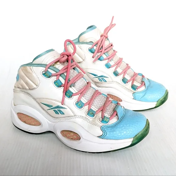 REEBOK Question Kamikaze II Easter blue pink high top basketball shoes