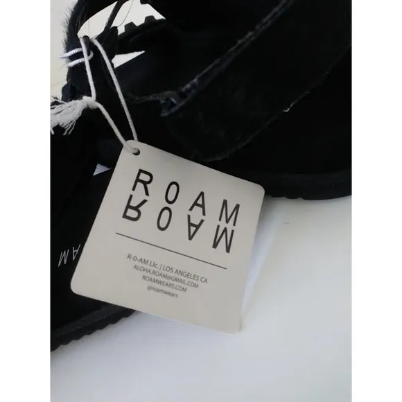 ROAM Black Calfhair Comfy Strappy Sandals Memory Foam Hug-Fit Shoes  NWT