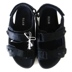 ROAM Black Calfhair Comfy Strappy Sandals Memory Foam Hug-Fit Shoes  NWT