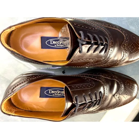 Rockport Dressports Men's Wingtip Brogue Dress Shoes Size 10 (W) Wide Brown