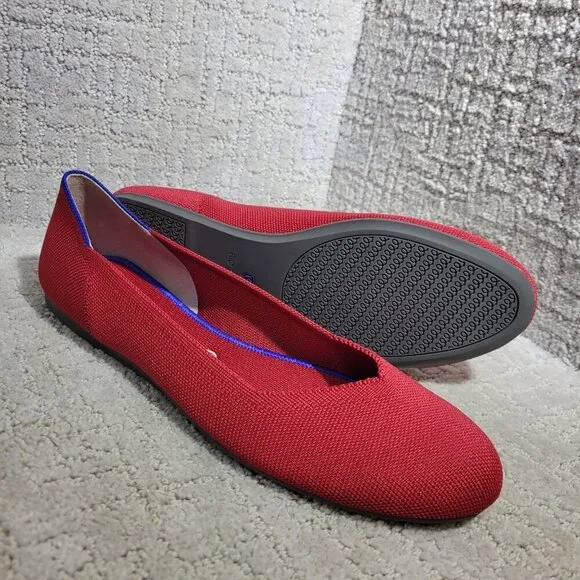 Rothys The Flat Scooter Red Round Toe Slip on Flat Shoes Women's Multiple Sizes