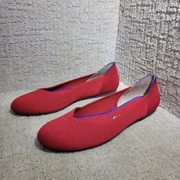 Rothys The Flat Scooter Red Round Toe Slip on Flat Shoes Women's Multiple Sizes