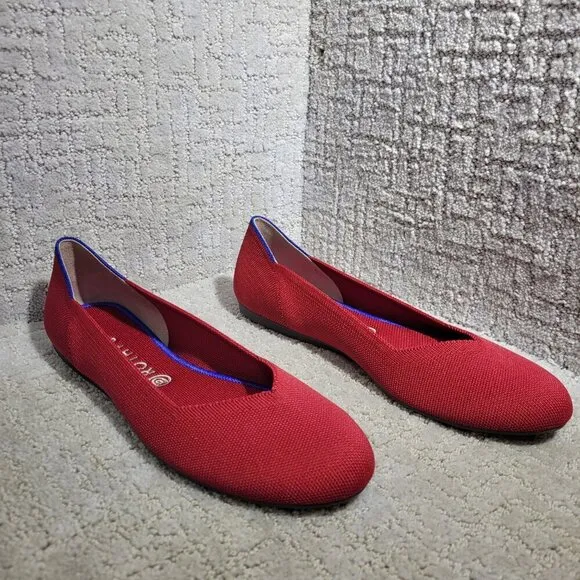 Rothys The Flat Scooter Red Round Toe Slip on Flat Shoes Women's Multiple Sizes