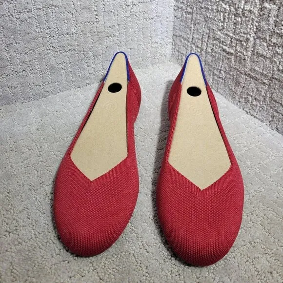 Rothys The Flat Scooter Red Round Toe Slip on Flat Shoes Women's Multiple Sizes