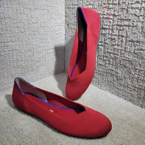 Rothys The Flat Scooter Red Round Toe Slip on Flat Shoes Women's Multiple Sizes