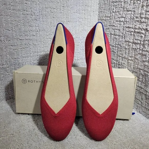 Rothys The Flat Scooter Red Round Toe Slip on Flat Shoes Women's Multiple Sizes