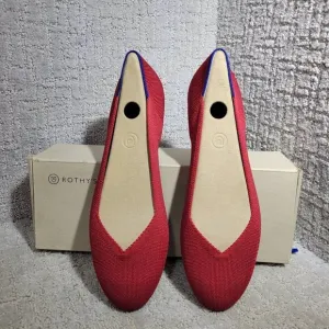 Rothys The Flat Scooter Red Round Toe Slip on Flat Shoes Women's Multiple Sizes