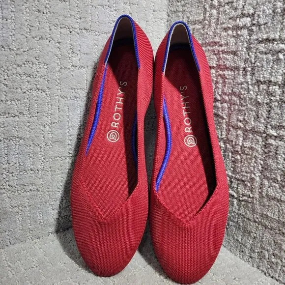 Rothys The Flat Scooter Red Round Toe Slip on Flat Shoes Women's Multiple Sizes