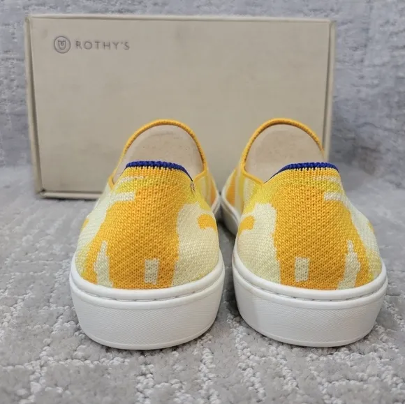 Rothy's The Kids Sneaker Yellow Puppy Camo Slip On Shoes Big Kids Size 4