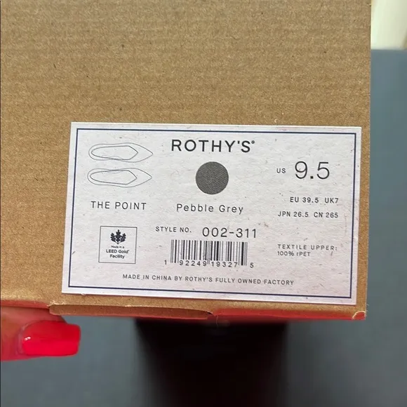 Rothy's The Point Pebble Grey Flat Size 9.5