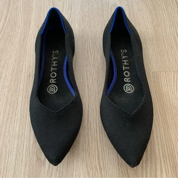 Rothy’s the point pointed toe slip on ballet flat woven shoes