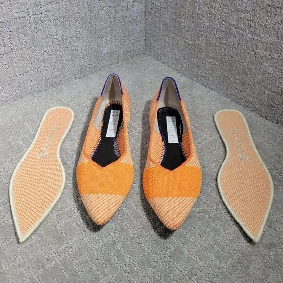 Rothy's The Point Women's Size 9.5 US Orange Sherbet Slip On Pointed Toe Shoes
