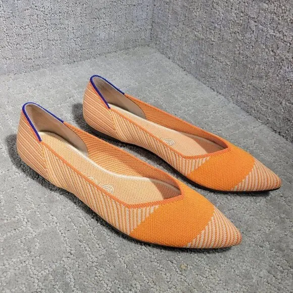 Rothy's The Point Women's Size 9.5 US Orange Sherbet Slip On Pointed Toe Shoes