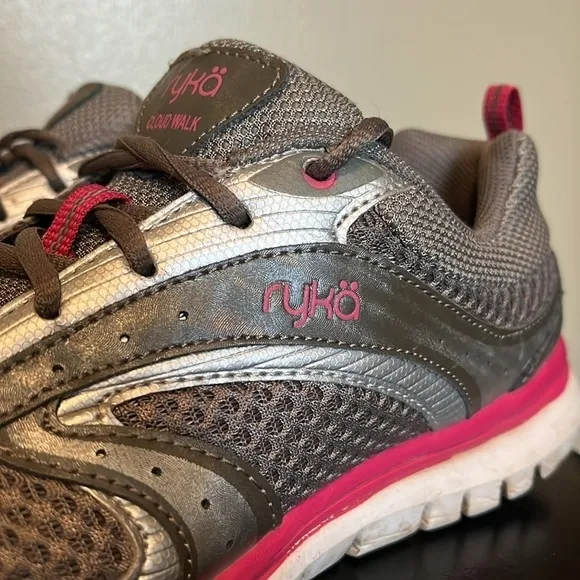 RYKA Women's CloudWalk Shoes Sneakers Gray &amp; Pink Size 7.5M
