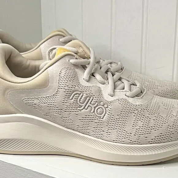 Ryka Womens Frenzy Lace-Up Mesh Running &amp; Training Shoes in Sand Beige Size 9.5
