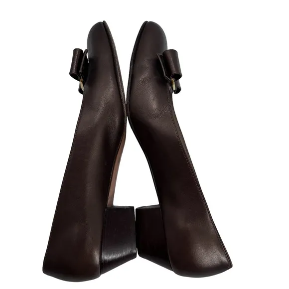 Salvatore Ferragamo Vara Pump Metallic Bronze Bow Women Shoes Size 6C Made Italy