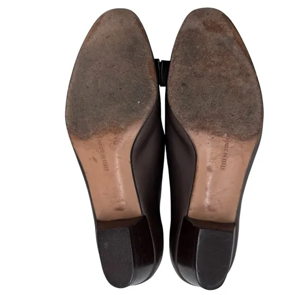Salvatore Ferragamo Vara Pump Metallic Bronze Bow Women Shoes Size 6C Made Italy