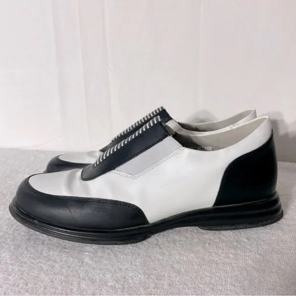 Sandbaggers Contour Fit Two Tone Black &amp; White Allison Slip On Golf Shoes 11