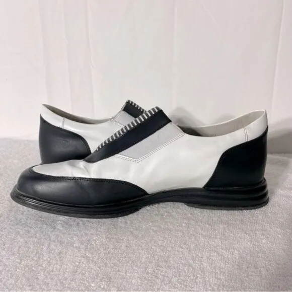 Sandbaggers Contour Fit Two Tone Black &amp; White Allison Slip On Golf Shoes 11