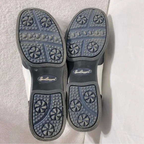 Sandbaggers Contour Fit Two Tone Black &amp; White Allison Slip On Golf Shoes 11