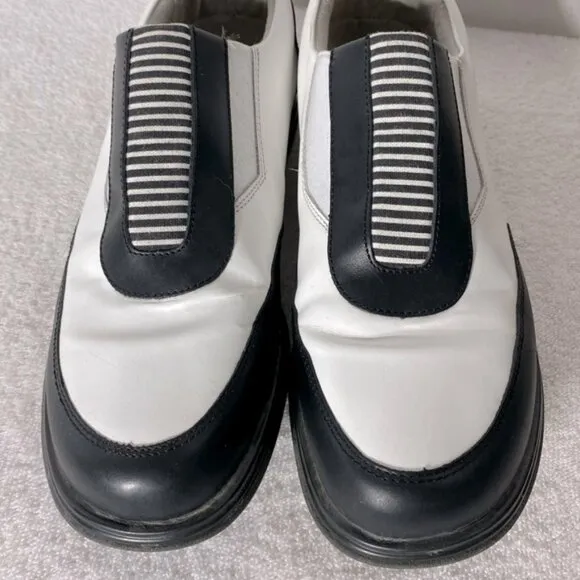 Sandbaggers Contour Fit Two Tone Black &amp; White Allison Slip On Golf Shoes 11