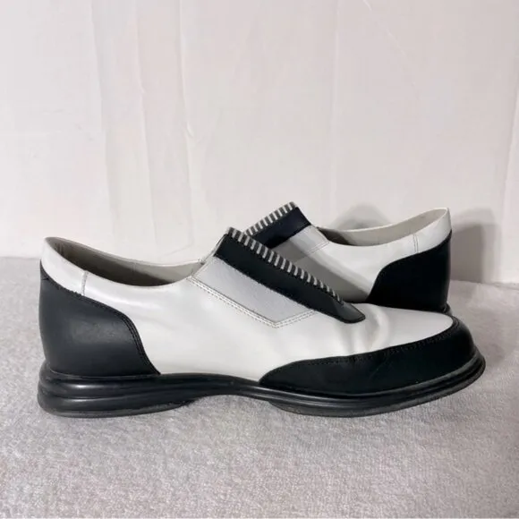 Sandbaggers Contour Fit Two Tone Black &amp; White Allison Slip On Golf Shoes 11