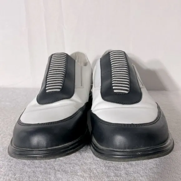 Sandbaggers Contour Fit Two Tone Black &amp; White Allison Slip On Golf Shoes 11