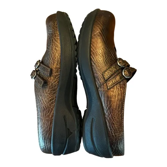 Sanita Danish Design Metallic Bronze Leather Mary Jane Clog Shoes sz 39/US 7.5-8