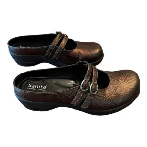 Sanita Danish Design Metallic Bronze Leather Mary Jane Clog Shoes sz 39/US 7.5-8