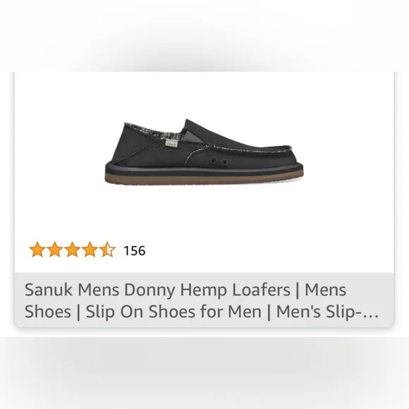 🪺Sanuk Black Hemp Donny Slip Ons